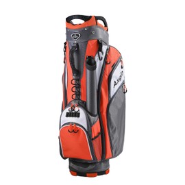 Axglo Golf Cart Bag | Golf Bag | A181 Lightweight 14 Full Length Dividers | Shoulder Straps |Multiple Pockets (Orange/Grey)