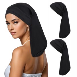 Leeven 2 Pieces Wide Elastic Loc Cap Jumbo Black Dreadlock Cap Long Braid Cover for for Men Women Sleeping- 20 Inch Black