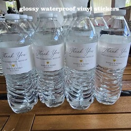 Custom Water Bottle Labels for Business Logo, 2 Sizes, Waterproof Glossy Vinyl Stickers, 50-300 pcs, Upload Your Design (8.2x2 in)