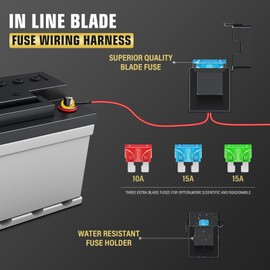 RIGIDON Wiring Harness Cable Set Relay Adapter for Car Headlights Work Lights Daytime Running Lights Light Strips DC 12V/40A 18AWG (Model A for 4 Lamps)