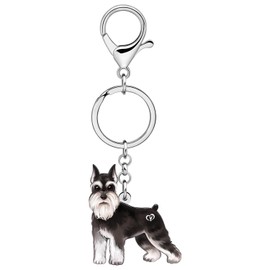 RAIDIN Acrylic Cute Dog Pets Keyring for Women Girls Party Favors Kawaii Schnauzer Puppy Key Ring Gifts for Keys Dog Lovers, black