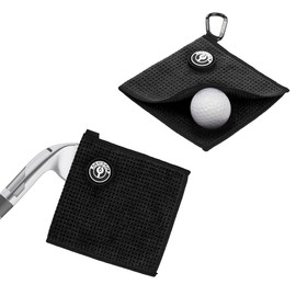 Small Magnetic Golf Towel with Clip, Microfiber Waffle Material, Highest Strength Magnet for Golf Carts,Golf Balls and Golf Bags,Golf Gift for Golfer (Black)