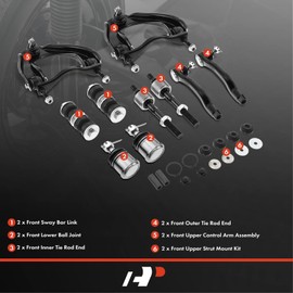 A-Premium Set of 12, Front Upper Control Arm, Sway Bar Link, Lower Ball Joint, Inner Outer Tie Rod End, Compatible with Honda Civic 1988-1991, CRX 1988-1991