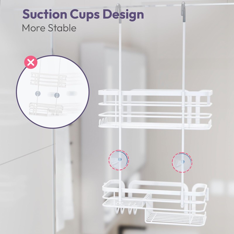 SWTYMIKI Shower Caddy Hanging Organizer - Over the Door Shower
