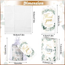 100 Packs Wedding Tissues Happy Tears Tissue Packs for Wedding Guests Favors Facial Travel Size with 100 Thank You Cards and Organza Bags Welcome Bag Stuffers