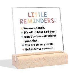 Inspirational Encouragement Gifts for Women, Motivational Gifts Positive Little Reminders Clear Desk Decorative Sign with Wooden Stand for Office Home