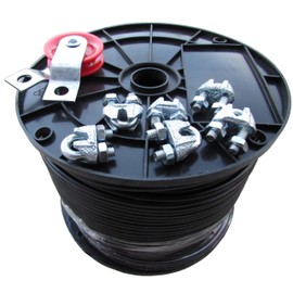 Dog Run Aerial Overhead Trolley - Heavy Cable for Small to X-Large Dogs Tie Out Runner (500 ft)