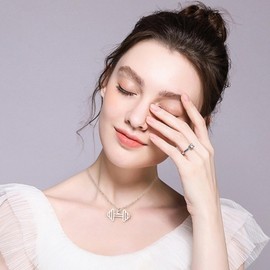 TEAMER Heartbeat Dumbbell Necklace Weightlifting Girls Barbell Pendant Stainless Steel Bodybuilding Athletes Exercise Sports Inspired Jewellery for Women, Stainless Steel