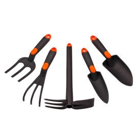 MIVOS 5-Piece Garden Tool Set for Garden Care - Garden Claw - Transplanting Trowel - Combination Hoe - Flower Trowel - Mini Fork - Garden Hand Tools Made of Fibreglass Reinforced Plastic