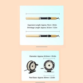 Ice Fishing Rod and Reel Combo, 29.5 Ice Fishing Pole, Metal Fishing Reel Fiberglass Fishing Rod, Ice Fishing Jigs Ice Fishing Gear for Walleye Perch, Panfish, Trout, Gift for Men