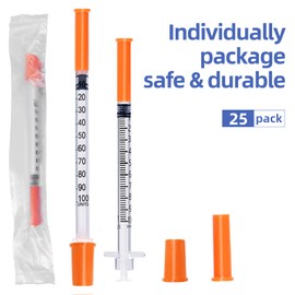 31G 1ml 1/2 Inch Lab Supplies, Disposable Individual Package, Pack of 25