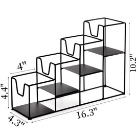 Pumtus 4 Tier Syrup Bottle Holder, 4 Bottle Metal Coffee Syrup Rack, Countertop Syrup Holder for Coffee Bar, Wine Display Storage Shelf, Cabinet Bottle Stand for Torani Monin Syrup, Liquor, Dressing