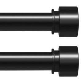 VOIIY Curtain Rods 2 Pack for Windows 48 to 84 Inch(4-7 Feet), Black 1'' Diameter Heavy Duty Adjustable Window Drapery Rod Set of 2, Modern and Simple Decorative End Cap Finish, Size 36''-88''