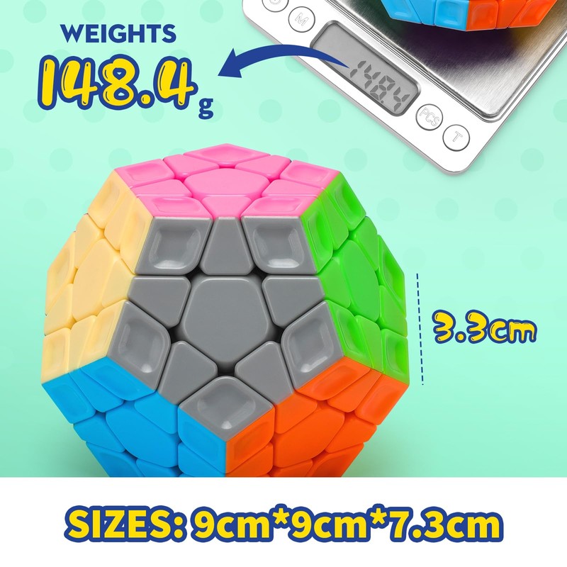TOYESS Magic Cube Megaminx Speedcube, 3 x 5 Megamix Dodecahedron