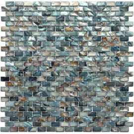 MOP Mini Mother of Pearl Tiles for Kitchen Backsplash, Sea Shell Mosaic Tile for Bathroom Wall Decor 1 Sheet 12x12.2 in Dark Blue