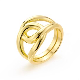 ALEXCRAFT Chunky Twist Ringe Gold Damen Wasserfest für Frauen Freundin Mama Engagement Promise Ring Schmuck 7 Size/54mm