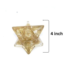 Prajet Crystal Citrine Orgone Merkaba 4 Inch Natural Citrine Large Sacred Geometry Orgone Crystal for Meditation Yoga Reiki Collection Décor Gift
