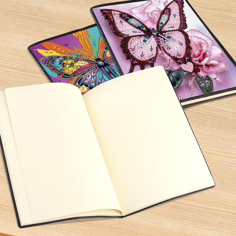 DCIDBEI 2 Pack Diamond Painting Notebook Butterfly A5 Blank Diamond