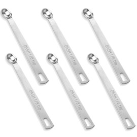 6 PCS 1/8 Teaspoon (1/8 Tsp | 0.625 mL | 0.625 cc) Single Measuring Spoon, Stainless Steel 1/8 Tsp Small Measuring Spoon Mini Measuring Spoons