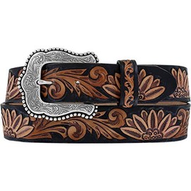 Tony Lama Women's 1.5" Black Delheart Daisy Belt Black S