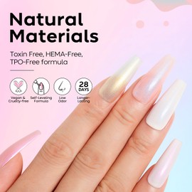 AIMEILI Glitter Top Coat Mother of Pearl Set No Wipe Top Coat Pearl Effect Nail Gel UV Pearl Top Coat Pearl Shimmer Nail Design Set 6-75