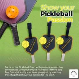 PickleProGear ID Tag Bag BudPickleball Bag Tag – Durable PVC Luggage ID Tag with Funny Pickleball Sayings – Travel & Sports Accessory for Playersdy - Set of 3 - Sports Luggage Tags
