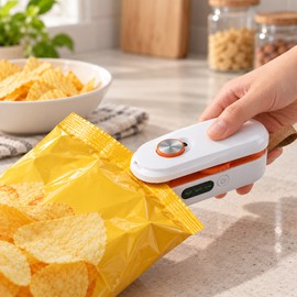 Rechargeable Mini Bag Sealer for Food Storage USB Type-C – 2-in-1 Heat Sealer and Cutter with Magnetic Design for Everyday Kitchen Use