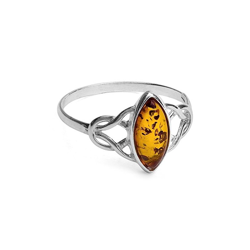Amber Sterling Silver Celtic Small Thin Ring , Size 10