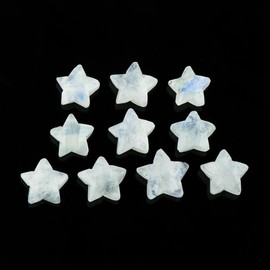 CRYSTALIS 10pcs Natural Rainbow-Moonstone, Facet-Stars Loose Gemstone, Wholesale Bulk Cabochons, Jewelry Making Supply, Chakra Healing Polished Stones, Wire Wrapping, DIY, Gem Collection