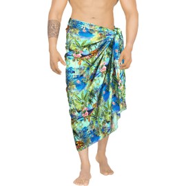 HAPPY BAY Traje de baño para hombre, traje de baño regular para surf, pareo largo para la playa, Paisaje prusiano, One Size