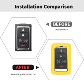 RT-TCZ Key Fob Case Cover Key Bag Holder Protection Shell Accessories for Jeep Grand Cherokee 2021 2022 2023 2024,Yellow