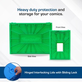 BCW Short Comic Book Bin - Holds 150 Standard Comic Books | Acid Free Comic Book Storage and Organizer | Heavy Duty Plastic Comic Storage Box | Stackable Comics Short Box (Green, Single)