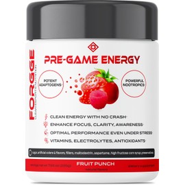 Forgge Gamer Drink - Fruit Punch - Natural Caffeine and Clean Ingredients - Boost Reaction Time and Awareness - Game Better, Live Healthy - Sugar-Free