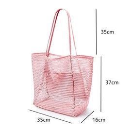 BeachNylon Mesh Tote Bag Casual Women's Shoulder Tote 3 Piece Waterproof Cosmetic Bag Suitable For Travel Picnic Vacation Pool