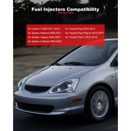 GDSMOTU 4Pcs Powerful Performance 16611-AA680 Fuel Injectors Compatible for 2005-2009 2011 for Forester 4door Wagon 2.5L 2004-2007 for Outback 4door Sedan 3.0L, 12Holes Fuel Injector Kit