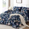Mybedsoul Floral Queen Size Comforter Set, 7 Pieces Navy Blue