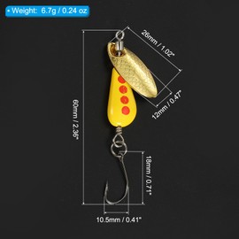 PATIKIL Fishing Spinners 1/4 oz, 5 Pack Single Hook Trout Lures Teardrop Fishing Lures Inline Spinner with Tackle Boxes for Freshwater Saltwater Fishing, Yellow/Red