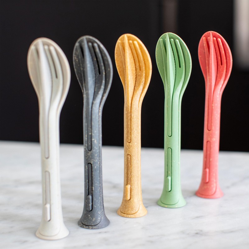 Koziol Klik Pocket 4036703 Cutlery Set 3-Piece Nature Leaf Green