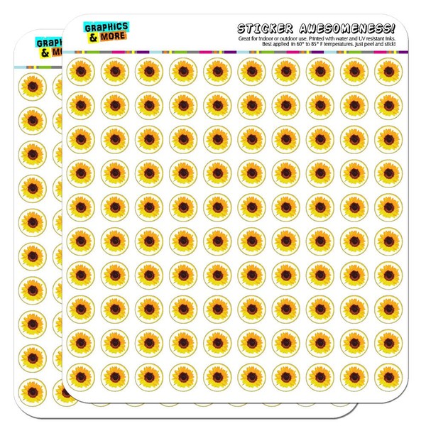 Sunflower Shower 1/2" (0.5") Planner Calendar Scrapbooking Crafting Stickers -