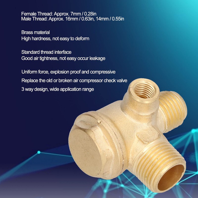 Air Compressor Check Valve,3 Port Air Compressor Parts,0.8x0.7x0.4 Inches 3
