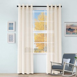 Superior Sheer Curtains, Curtains Perfect for Natural Light, Trellis Window Accents, Modern Contemporary Decor, Cormac Collection, Set of 2 Panels, 8 Grommets, 52" x 63", Ivory