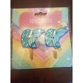 Unbranded NEW Mermaid Blue Tail Key Cover Silicone Keychain Seperator w/ Ball Chain 2 Pack