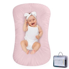 Vicorise Baby Lounger 100% Cotton,Infant Lounger Baby Nest Co Sleeping Baby Bed,Baby Nest Sleeper Lounger Baby Lounger Pillow for Newborn Baby Lounger 0-24 Months,Pink