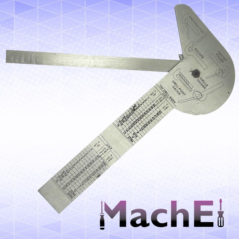 MachEl Multi-Purpose Protractor Square Rule Centre Finder Divider Drill Point