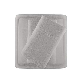 True North by Sleep Philosophy Micro Fleece, Warm, Soft Plush Sheets with 14" Deep Pocket Cold Season Cozy Bedding-Set, Matching Pillow Case, Twin, Grey