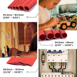 Heat Shrink Tubing Kit, 14 Sizes Red Heat Shrink Tubing, Heat Shrink Ratio 2:1 Heat Shrink Tube Wire Wrap Industrial Heat Shrink Tubing Assortment for Wire Repairs, Soldering