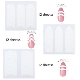 36 Sheets French Manicure Nail Stickers Strips Self-Adhesive Nail 3 Design Tools Nail Tape Curved Nail Tips Guides Gel Nail Stickers French Manicure Strips for DIY Decoration Stencil Tools