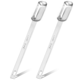 2-Pack Stainless Steel Measuring Spoons - 1 Teaspoon (5 ml | 5 cc | 1/3 Tablespoon) - Rectangular Design for Precise Portions