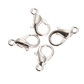dophee Lobster Claw Clasp for Jewelry Making, 100-Pack Curved Lobster Clasp Clips Small Fastener Hook Connected Buckle Repair Accessories for Jewelry Craft DIY Bracelet Necklace Earrings, Silver, 12x6mm