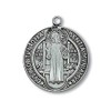 McVan Antiqued Silver Tone St Benedict Medal Pendant, 1 Inch